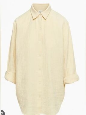 Wilfred Free Sunfaded Apricot Yellow Gauzy Cotton Sail Button Down Shirt Medium